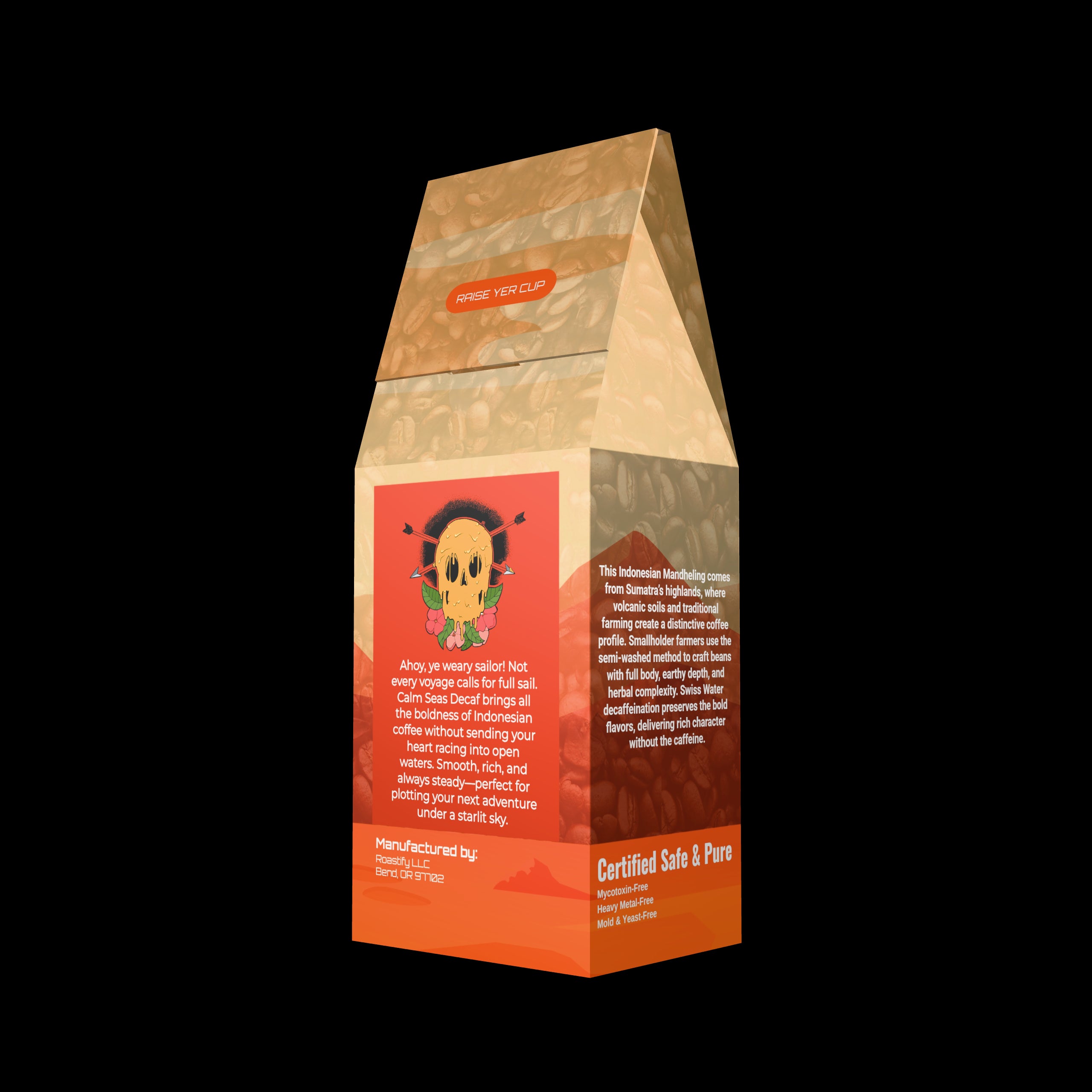 Golden Skull Coffee bag with a brand logo on a white background