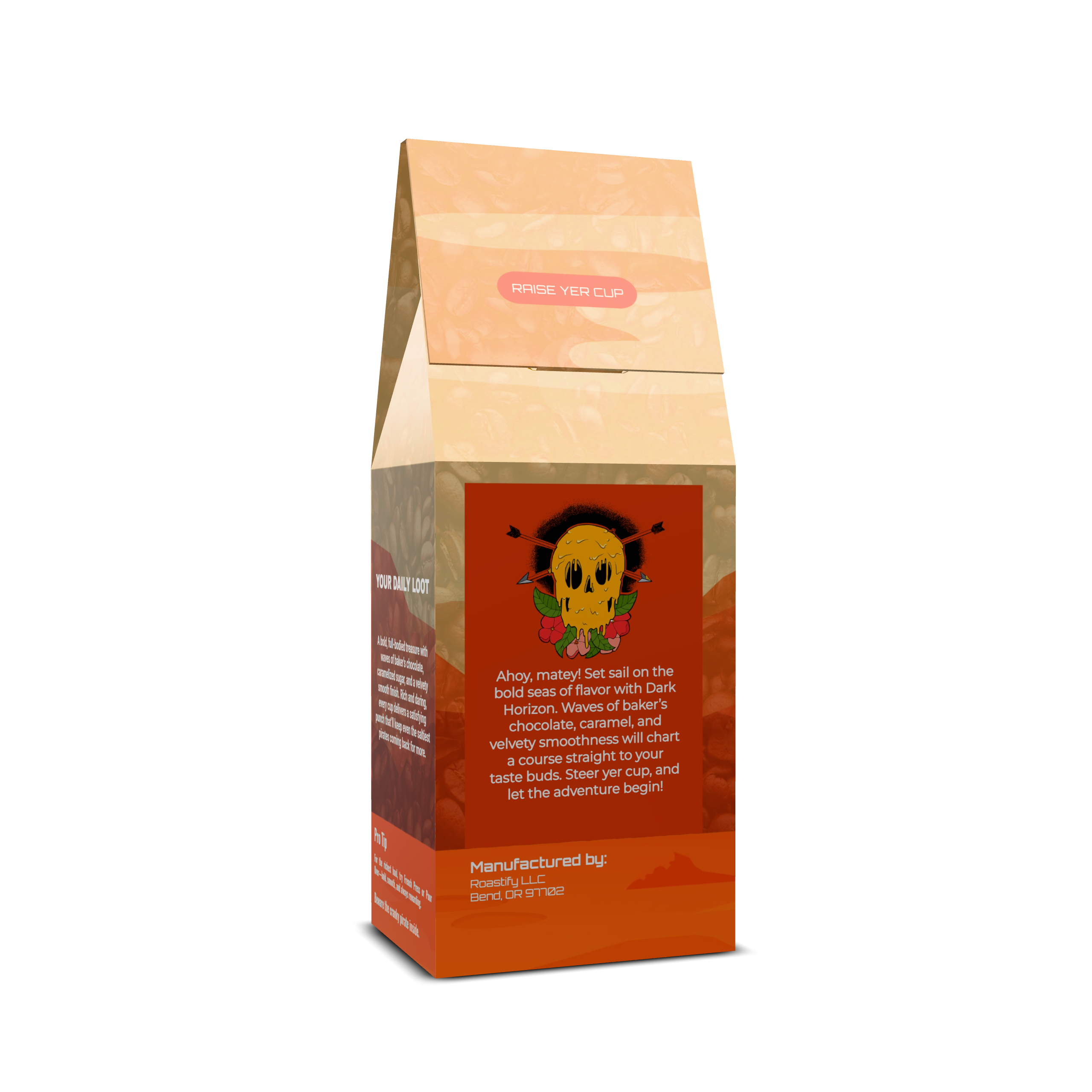 Dark Horizon Coffee bag with brand logo and text on a white background