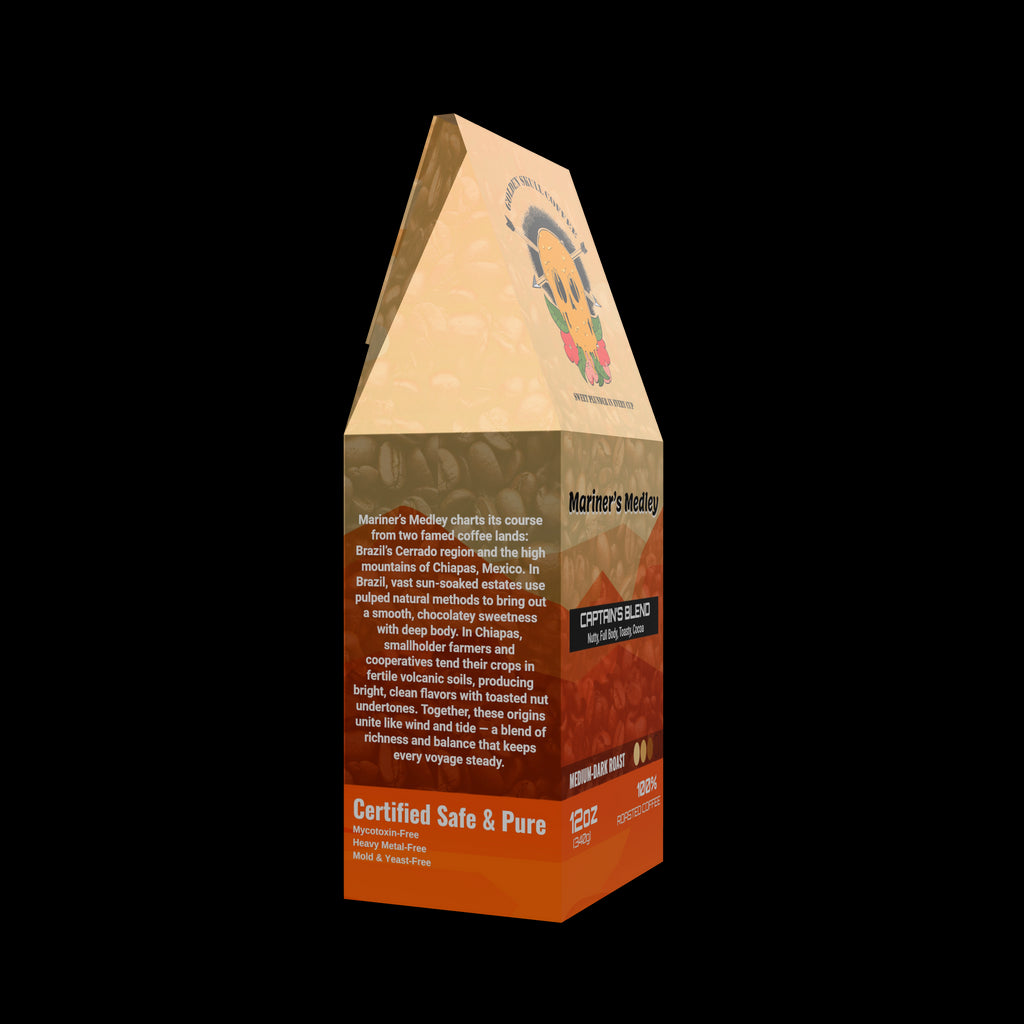 Golden Skull Coffee Mariner's Blend coffee package on a white background